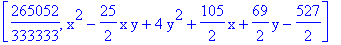 [265052/333333, x^2-25/2*x*y+4*y^2+105/2*x+69/2*y-527/2]